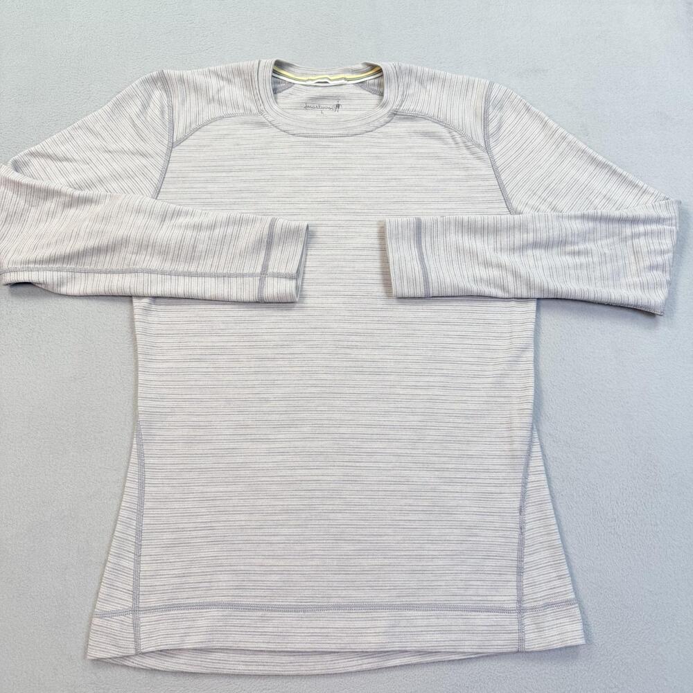 Smartwool Shirt Womens Large Gray Stripe Merino Wool Long Sleeve Base Layer